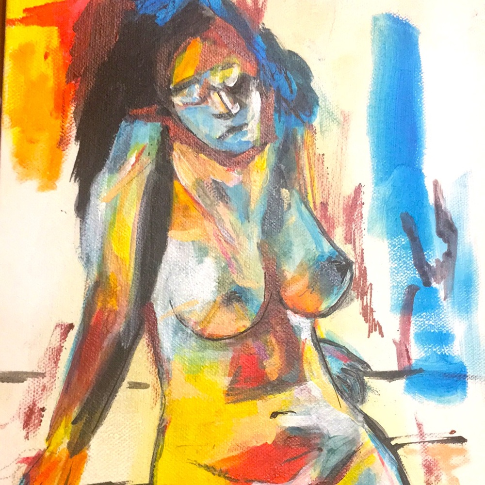 Abstract nude female in thought